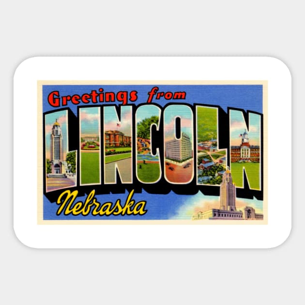 Greetings from Lincoln, Nebraska - Vintage Large Letter Postcard Sticker by Naves